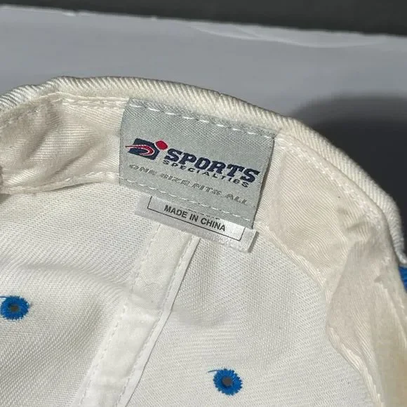 vtg SPORTS SPECIALTIES Detroit Lions NFL Spellout Logo Hat Snapback Cap White